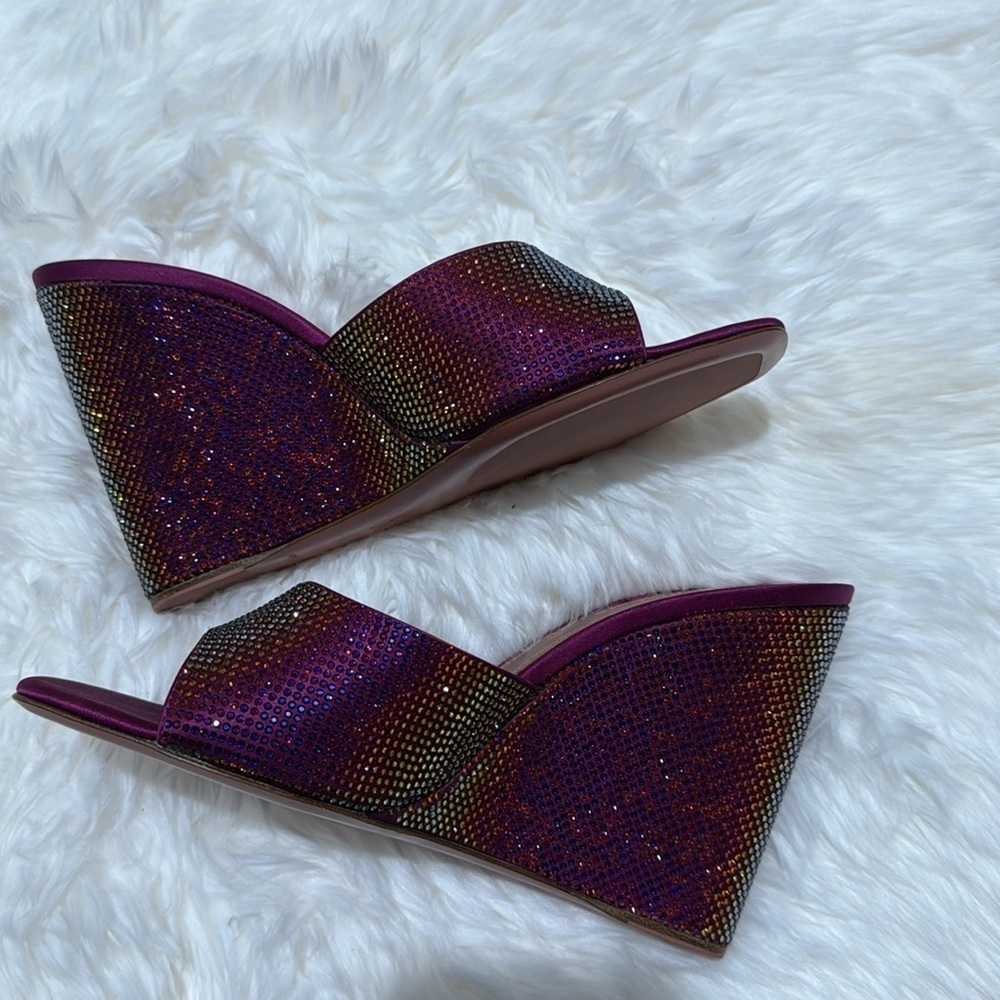 New Amina Muaddi Lupita crystal wedge sandals size 40.5EU - Picture 6 of 13